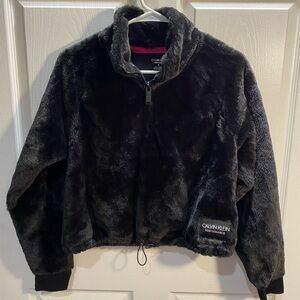 Calvin Klein Black Faux Fur pullover